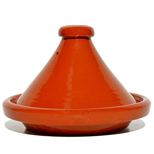 Marokkanische Tajine, Rund, Ø 30 cm, Tontopf, Gartopf, Schmortopf zum Kochen, glasiert, für 4-5 Personen, handgetöpfert aus Marokko, schadstofffreie Lehmerde von L´orient - Das Tor zum Orient / Generisch