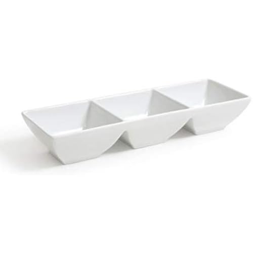 Kamin Dreifach-Schale aus Porzellan für Snacks Süßigkeiten Muttern Teller Fächer 10,5 Zoll 27,5 x 9,5 x 4,5 cm ? 2er-Set von L&G London Uniforms U.K.