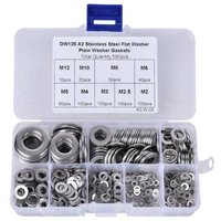Flache Scheiben, 580 Stück M2-M12 304 Edelstahl Flache Unterlegscheiben für Dichtungen, Silber Flache Scheiben, 580 Stück M2-M12 304 Edelstahl Flache Unterlegscheiben für Dichtungen, Silber von L&H-CFCAHL