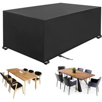 Gartenmöbelabdeckung 240x240x90cm Oxford Schwarz Rechteckige Gartentischabdeckung Schutzhülle für Gartenmöbel Outdoor-Möbel Wasserdicht Winddicht von L&H-CFCAHL