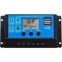10A Solarladeregler, Solarregler Solarladeregler 12V/24V Dual usb 10A Solarspannungsregler LCD-Display mit Power-Off-Memory-Funktion von L&H-CFCAHL