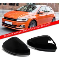 Zweiteilige, glänzende Außenspiegelkappen für Volkswagen VW Polo Mk6 AW GTI (2018–2020), ABS, schwarz von L&H-CFCAHL