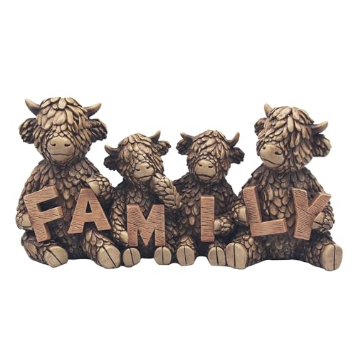 Lesser & Pavey Hughie Highland Cows Familienfiguren, Statuen für Heimdekoration, ideale Ornamente, Freundschaftsgeschenke für Damen und Herren, schöne Tischdekoration und Wohnzimmer-Accessoires von L & P Home & Gifts