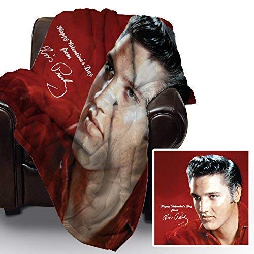 Fleece-Decke mit Elvis-Bild und Aufschrift „Happy Valentines Day“ von L&S PRINTS