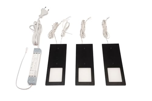 L&S Unterbauleuchte LED Schrankbeleuchtung 3 Stück Neutralweiß Touch-Dimmfunktion schwarz seidenmatt, 5995444 von L&S