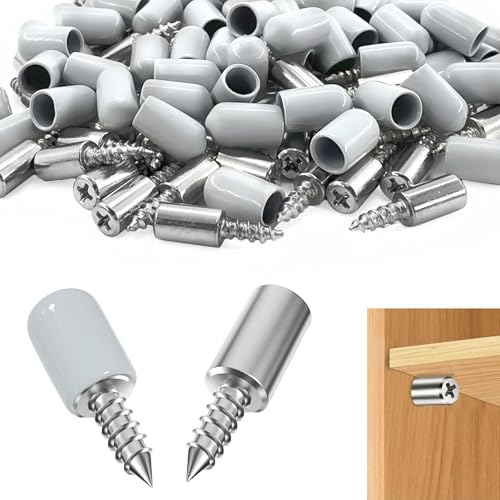 60 Stück Regalbodenträger Selbstschneidende Schraube,Bodenträger Regalstifte mit Anti-Rutsch Kappe für Möbel Schränke Bücherregal (Silber) von L&W Luck
