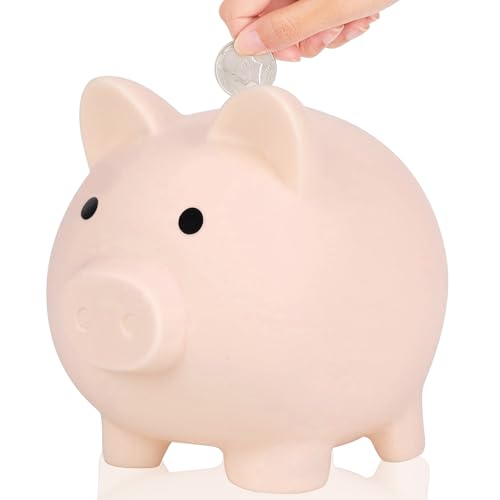 L&W Luck Sparschwein Kinder, Bruchsicheres Spardose Kinder, Münzen, Kleingeld, Sparbüchse, Money Box, Mädchen Jungen, Niedliche Accessoires (Fleisch) von L&W Luck