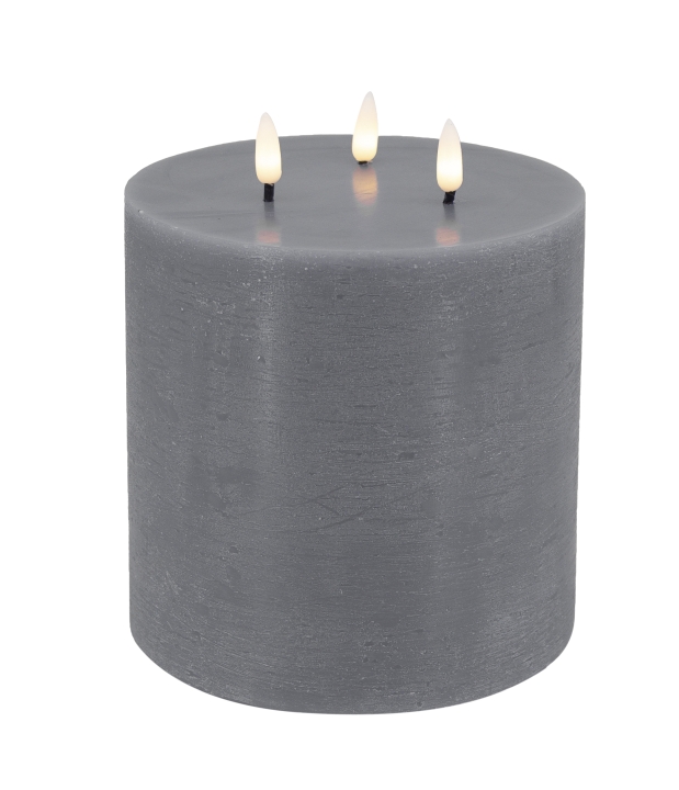L.C. Wholesaler LED-3-Docht-Kerze BASIC ca. Ø 15, H 15cm in grey rustic, 15x15cm von L.C. Wholesaler