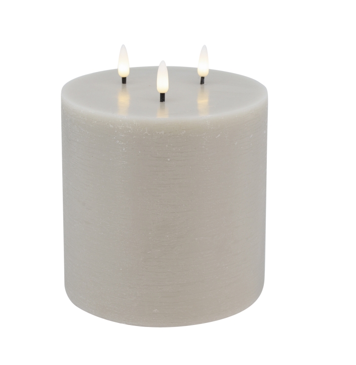 L.C. Wholesaler LED-3-Docht-Kerze BASIC ca. Ø 15, H 15cm in sand rustic, 15x15cm von L.C. Wholesaler