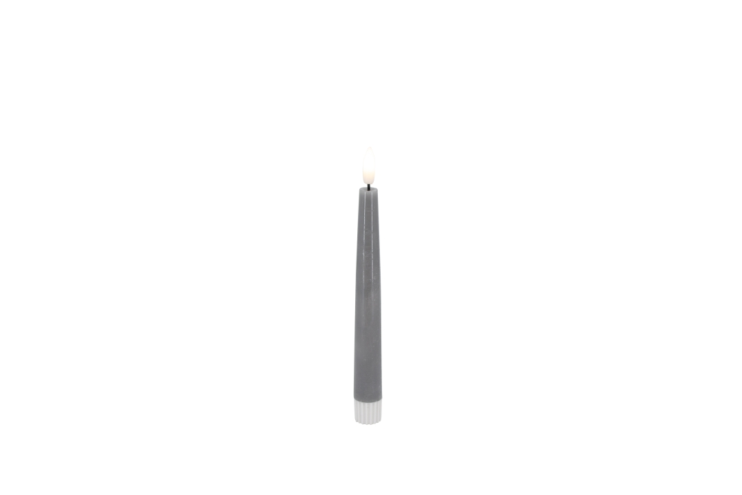 L.C. Wholesaler LED-Dinnerkerze 2er-Set BASIC ca. Ø 2,2, H 17,5cm in grey smooth, 2.2x17.5cm von L.C. Wholesaler