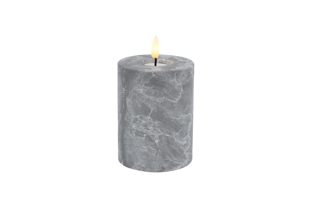 L.C. Wholesaler LED-Stumpenkerze BETON ca. Ø 8, H 10cm in mit 6h-Timer, D:8 H:10cm von L.C. Wholesaler