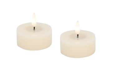 L.C. Wholesaler LED-Teelicht 2er-Set BASIC ca. Ø 4,5, H 2,5cm in Kunststoff cream, 4.5x2.5cm von L.C. Wholesaler