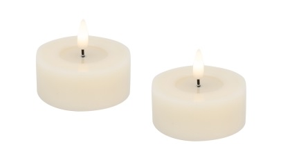 L.C. Wholesaler LED-Teelicht 2er-Set BASIC ca. Ø 6,8, H 3cm in Kunststoff cream, 6.8x3cm von L.C. Wholesaler