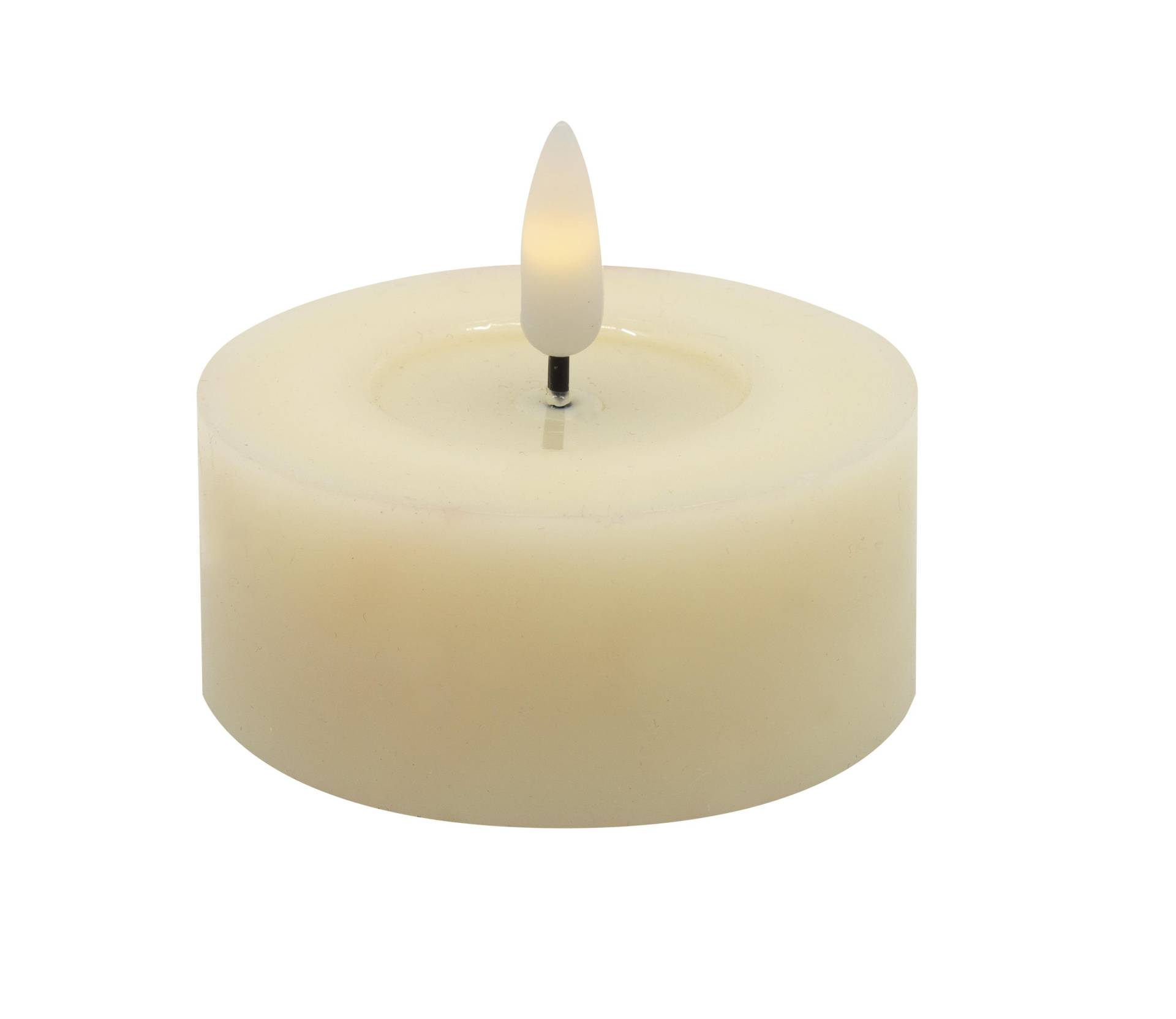 L.C. Wholesaler LED Teelicht 2er Set Echtwachs LED TEELICHT ca. H6,8 cm, D3 cm in Höhe: ca. 3cm winter creme von L.C. Wholesaler