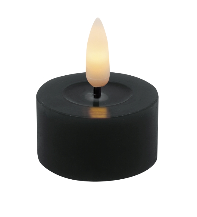 L.C. Wholesaler LED-Teelicht 2er-Set WINTER ca. Ø 4,5, H 2,5cm in black smooth, 4.2x2.5cm von L.C. Wholesaler