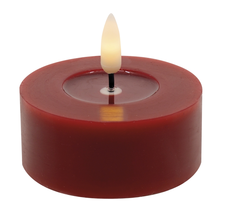 L.C. Wholesaler LED-Teelicht 2er-Set WINTER ca. Ø 6,8, H 3cm in red smooth, 6.8x3cm von L.C. Wholesaler