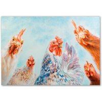 L.C. Wholesaler Ölbild Bunte Hühnerschar, 70 x 100 cm Öl auf Leinwand von L.C. Wholesaler