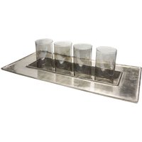 L.C. Wholesaler Windlichtreihe Nickel antik / Glas grau von L.C. Wholesaler
