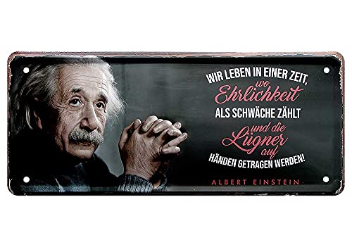Blechschild Deko Metall-Schild Fun Vintage Spruch 28cm x 12cm Albert Einstein: Wie leben in einer Zeit… Blechschild Deko Metall-Schild Fun Vintage Spruch 28cm x 12cm Albert Einstein: Wie leben in einer Zeit… von L.E.M.B. Hometrends