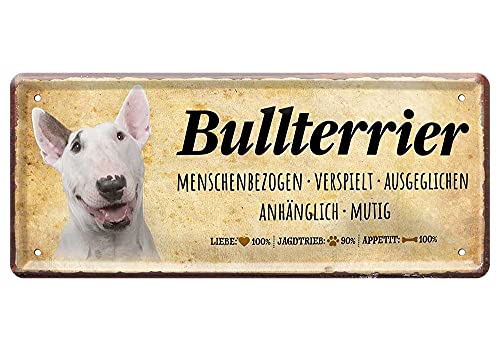 Blechschild Deko Metall-Schild Fun Vintage Spruch 28cm x 12cm Bullterrier von L.E.M.B. Hometrends