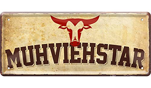Blechschild Deko Metall-Schild Fun Vintage Spruch 28cm x 12cm Muhviehstar von L.E.M.B. Hometrends