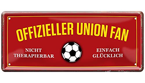 Blechschild Deko Metall-Schild Fun Vintage Spruch 28cm x 12cm Offizieller Union-Fan von L.E.M.B. Hometrends