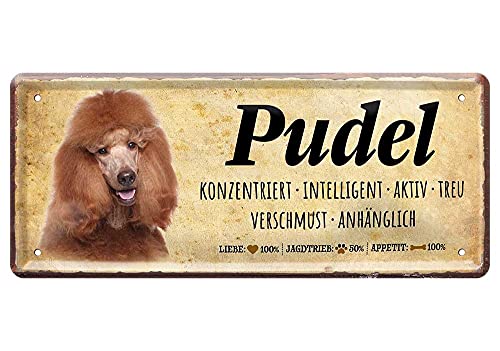 Blechschild Deko Metall-Schild Fun Vintage Spruch 28cm x 12cm Pudel von L.E.M.B. Hometrends
