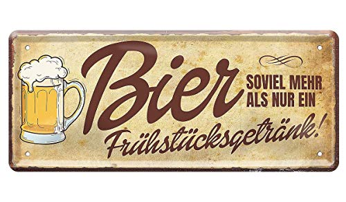 L.E.M.B. Hometrends Blechschild Deko Metall-Schild Fun Vintage Spruch 28cm x 12cm Bier - soviel mehr als nur EIN Frühstücksgetränk von L.E.M.B. Hometrends