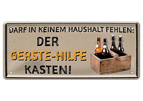 L.E.M.B. Hometrends Blechschild Deko Metall-Schild Fun Vintage Spruch 28cm x 12cm Darf in keinem Haushalt-Gersten-Hilfe-Kasten von L.E.M.B. Hometrends