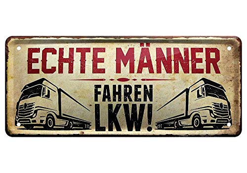 L.E.M.B. Hometrends Blechschild Deko Metall-Schild Fun Vintage Spruch 28cm x 12cm Echte Männer Fahren LKW von L.E.M.B. Hometrends