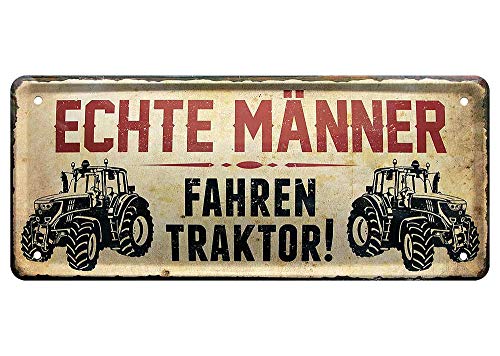 L.E.M.B. Hometrends Blechschild Deko Metall-Schild Fun Vintage Spruch 28cm x 12cm Echte Männer Fahren Traktor von L.E.M.B. Hometrends