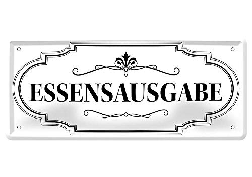 L.E.M.B. Hometrends Blechschild Deko Metall-Schild Fun Vintage Spruch 28cm x 12cm Essensausgabe von L.E.M.B. Hometrends