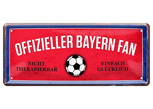 L.E.M.B. Hometrends Blechschild Deko Metall-Schild Fun Vintage Spruch 28cm x 12cm Offizieller Bayern-Fan von L.E.M.B. Hometrends