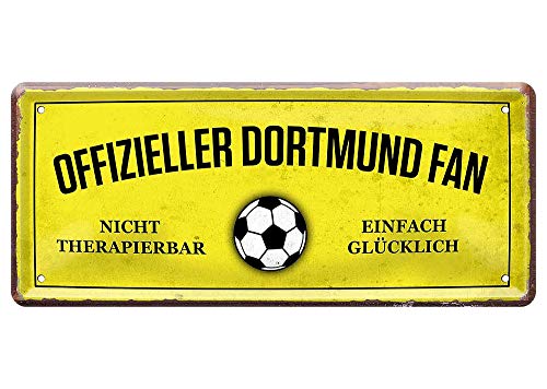 L.E.M.B. Hometrends Blechschild Deko Metall-Schild Fun Vintage Spruch 28cm x 12cm Offizieller Dortmund-Fan von L.E.M.B. Hometrends