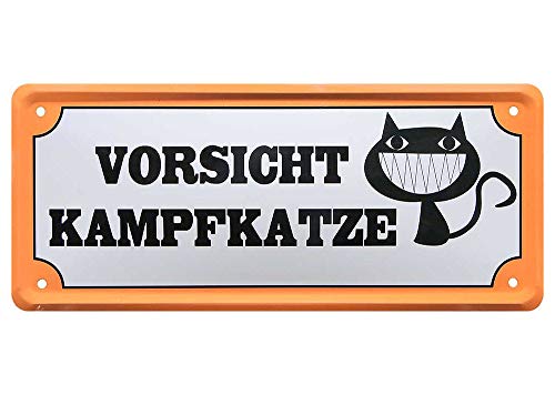 L.E.M.B. Hometrends Blechschild Deko Metall-Schild Fun Vintage Spruch 28cm x 12cm Vorsicht Kampfkatze von L.E.M.B. Hometrends