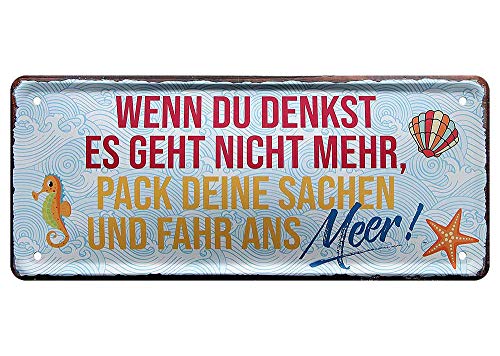 L.E.M.B. Hometrends Blechschild Deko Metall-Schild Fun Vintage Spruch 28cm x 12cm Wenn Du denkst es geht Nicht mehr, Pack Deine ? von L.E.M.B. Hometrends