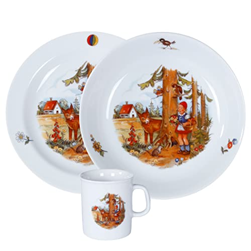 Kindergedeck 3-tlg. Porzellan Wunderschönes buntes Märchenmotiv "Rotkäppchen" by L.E.R.D.93 Kindergedeck 3-tlg. Porzellan Wunderschönes buntes Märchenmotiv "Rotkäppchen" by L.E.R.D.93 von L.E.R.D.93