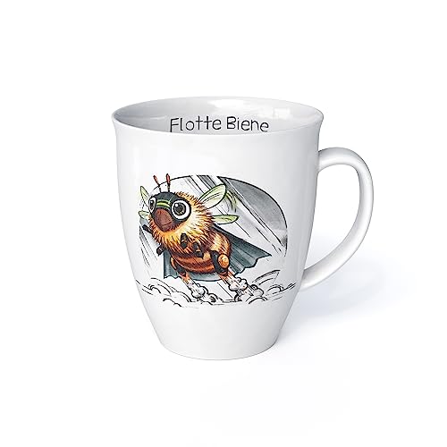 L.E.R.D.93 Tasse Tiermotiv mit Bienchen Flotte Biene Made in Germany Porzellan Becher Tee Kaffee Tasse (Flotte Biene) von L.E.R.D.93