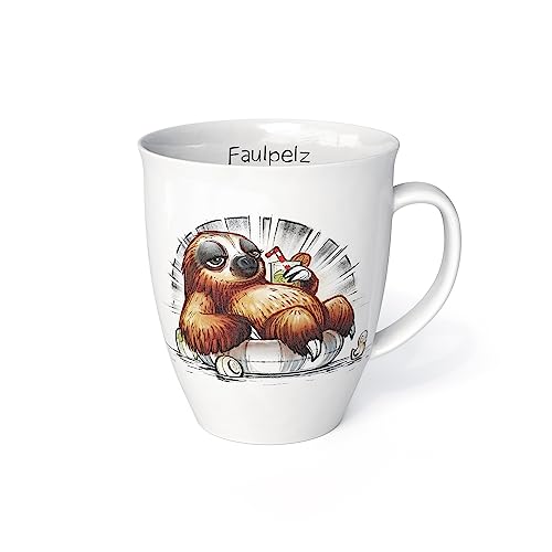 Tasse mit Spruch Tier Faultier als Faulpelz Porzellan Becher Teetasse Kaffeetasse Büro Kind Familie Arbeit von L.E.R.D.93