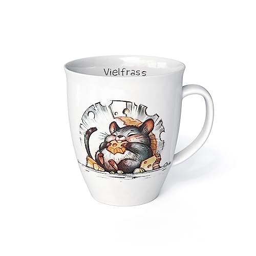 Tasse mit Spruch Tiermotiv mit Maus als Vielfraß Porzellan Becher Teetasse Kaffeetasse Büro Arbeit von L.E.R.D.93