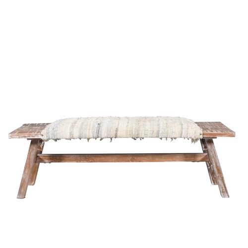 LR Home handgefertigte Polsterbank für Schlafzimmer, Bettende, Bohemian-Akzentbank für Wohnzimmer oder Eingangsbereich, lange, rechteckige Sitzbank, 127 x 41,9 x 45,7 cm, Braun/Mehrfarbig von L.R. Resources Inc