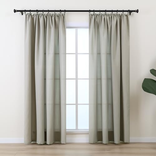 L.Z.E Gardinen Vorhänge Grau mit Kräuselband, Sichtschutz Lichtdurchlässige Gardine Vorhang für Schlafzimmer Wohnzimmer, Dünne Baumwolloptik Stores für Schiene Schienensystem, 225 cm Lang, Blickdicht von L.Z.E