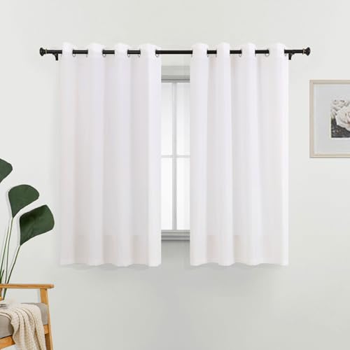 L.Z.E Gardinen Vorhänge Weiß, Sichtschutz Lichtdurchlässige Gardine Vorhang für Schlafzimmer Wohnzimmer Privatsphäre, Dünne Baumwolloptik Stores mit Ösen, 145 cm Kurz, Einfarbig Naturfarben Weiss von L.Z.E