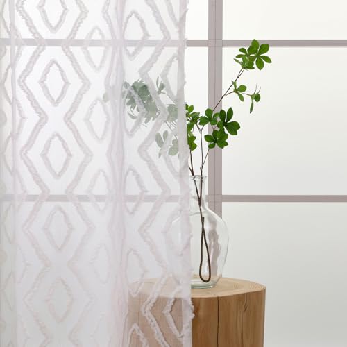 L.Z.E Vorhänge Weiß für Wohnzimmer, Gardinen Weiss mit Ösen, Transparent Gardine Ösen Vorhang für Mädchen Schlafzimmer 2er Set Boho Stores Gardinenschals Modern Vintage 245 cm Lang Naturweiß L.Z.E Vorhänge Weiß für Wohnzimmer, Gardinen Weiss mit Ösen, Transparent Gardine Ösen Vorhang für Mädchen Schlafzimmer 2er Set Boho Stores Gardinenschals Modern Vintage 245 cm Lang Naturweiß von L.Z.E