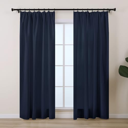 L.Z.E Vorhang Blickdicht Lichtdurchlässig Dunkelblau, Kräuselband Gardinen für Schienensystem, 2er Set Vorhänge für Wohnzimmer Schlafzimmer, Sichtschutz 245 cm Lang Baumwolloptik Dünn L.Z.E Vorhang Blickdicht Lichtdurchlässig Dunkelblau, Kräuselband Gardinen für Schienensystem, 2er Set Vorhänge für Wohnzimmer Schlafzimmer, Sichtschutz 245 cm Lang Baumwolloptik Dünn von L.Z.E