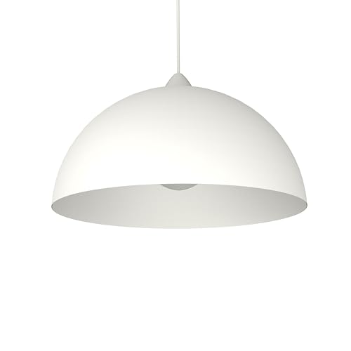 Hängelampe Pendelleuchte Modern minimalistisch Hängelleuchte Fassung E27 Lampenschirm Metall weiß Modern 40cm von L+