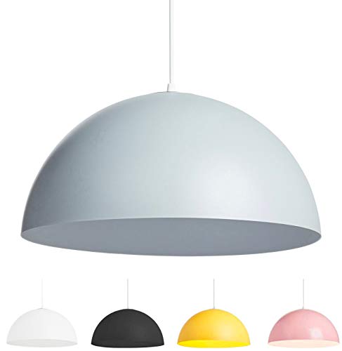 Hängelampe grau Pendelleuchte Modern minimalistisch Hängelleuchte Fassung E27 Lampenschirm Modern Metall grau 40cm von L+