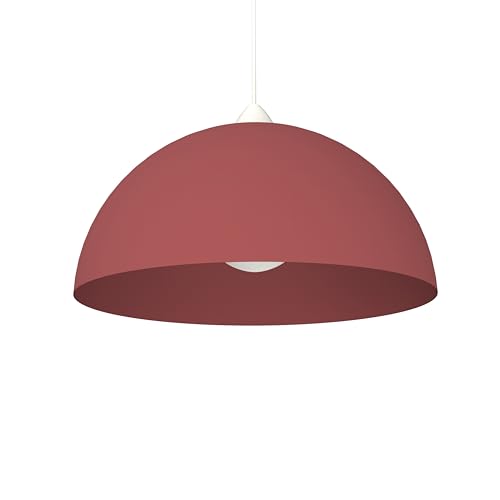 L+ Wohnzimmer Pendelleuchte Kinderzimmer Kronleuchter Moderne Küche Schlafzimmer Metall Halbe Kugel Form (Cowhide Rot, 40cm) von L+