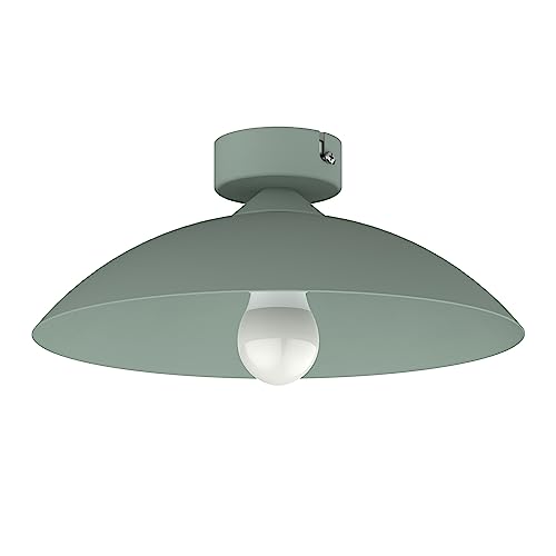 L+ Deckenleuchte aus Metall, Kuppelform, Durchmesser 30 cm, Farbe mattgrün, Made in Italy von L+