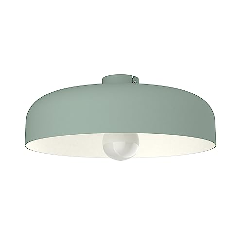 L+ Deckenleuchte aus Metall, Kuppelform, Durchmesser 40 cm, Farbe Grün matt Weiß von L+
